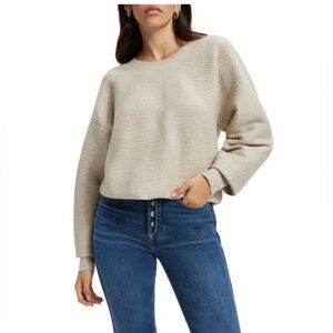 Good American Ribbed Oatmeal Sweater | Quiet Luxury Size 3